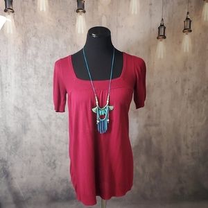 Mossimo Magenta Thin Knit Blouse Small EUC